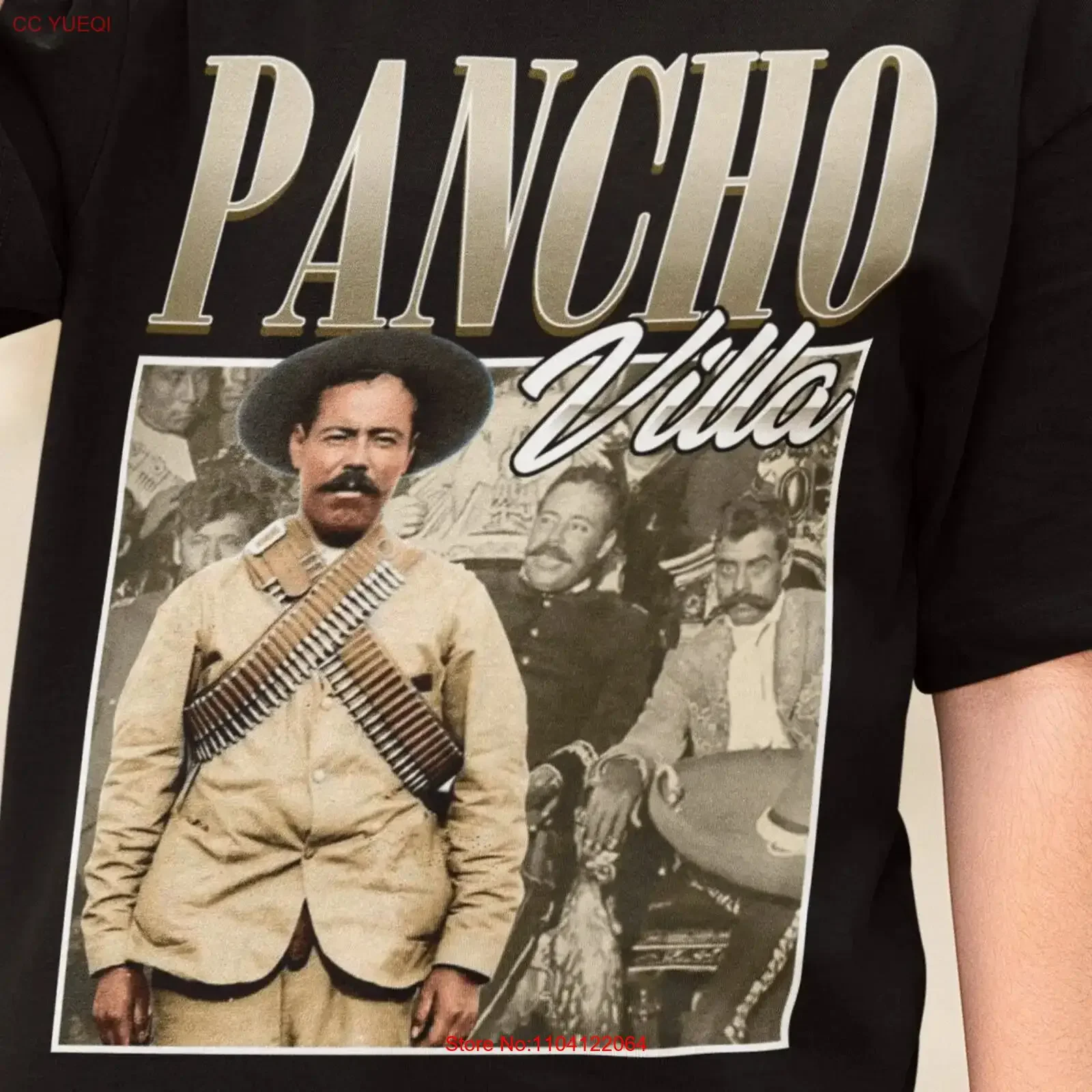 Camiseta Vintage Retrô Pancho Villa Fã México Revolução Mexicana Doroteo Arango Gráfico de Moda Mexicana Vintage Lavado