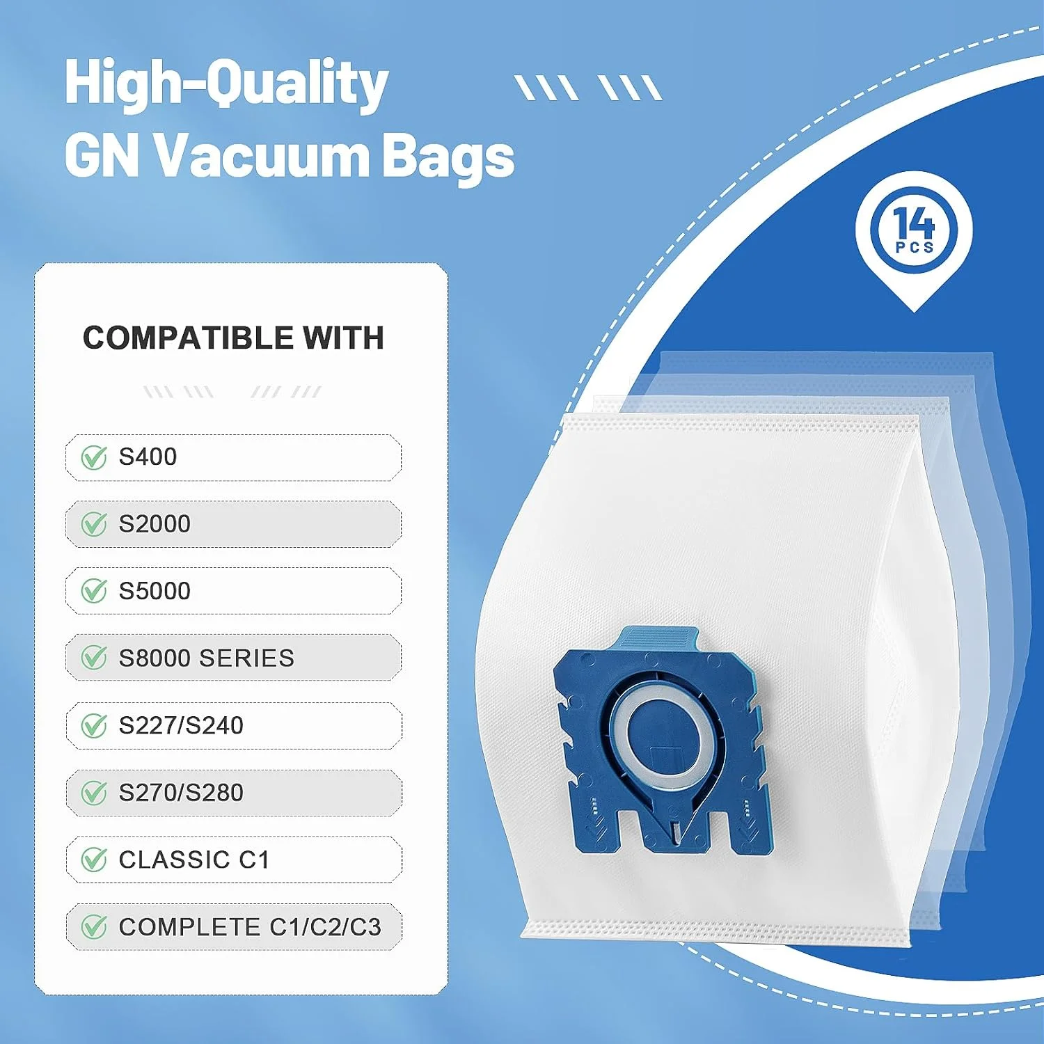 Staubsaugerbeutelfilter für Hyclean GN Staubsauger Classic C1 Complete C2 Complete C3, S2 S4 S5 S6 S8-A58E