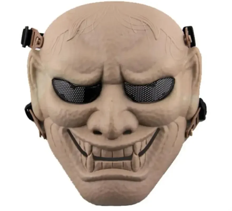 Black Prajna Mask Oni Samurais Prajna Airsoft Mask Halloween Costume Cosplay Evil Demon Monster Kabuki Samurai Hannya Mask