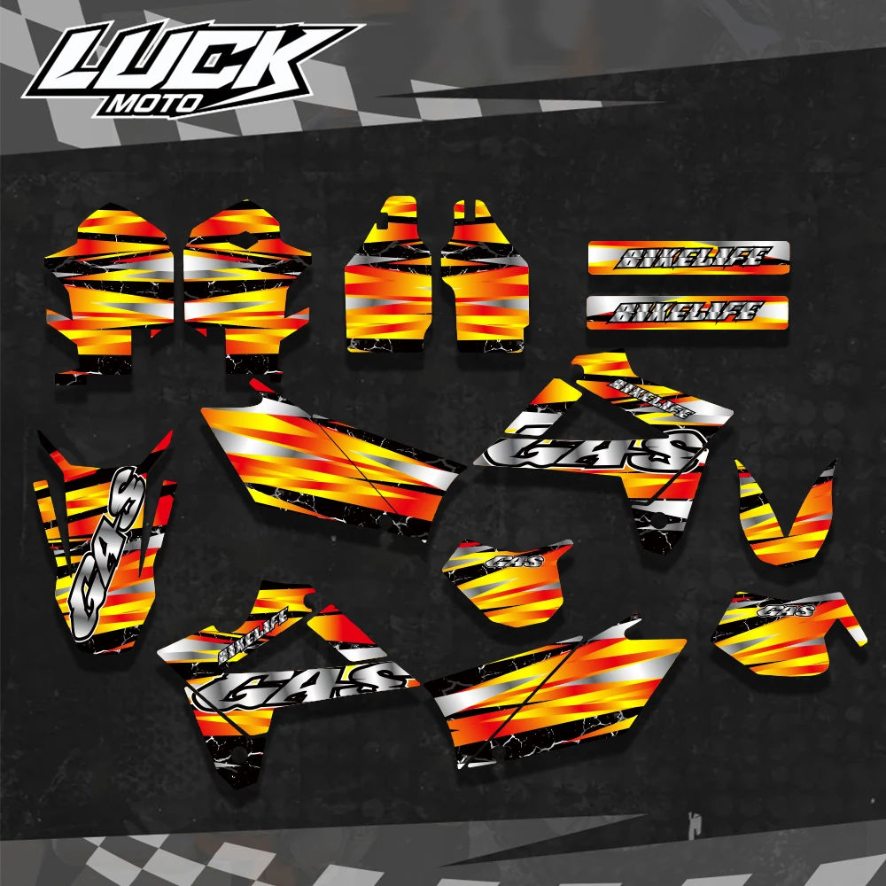 

For Gas Gas GASGAS EC 125 200 250 300 450 2007 2008 2009 Full Graphics Decals Stickers Motorcycle Background Custom Name