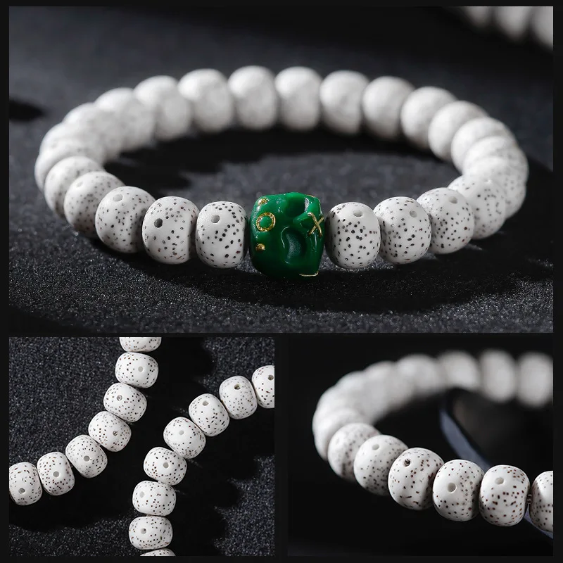 Hainan Bodhi , Large White Space Bracelet, Single Strand, New Moon, First Month, Buddhist Prayer Beads, Wholes