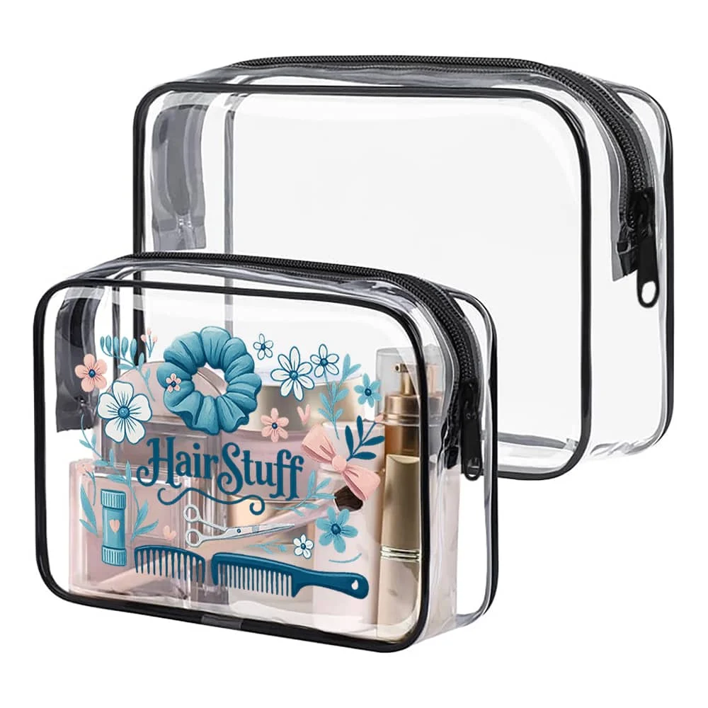 

Cute Clear Toiletry Bag for Women - Ideal Travel Makeup Organizer, Small Cosmetic Bag with Floral Design, Perfect as a Summer Be