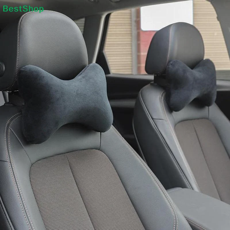 ☭ Knochenförmiges Auto-Nackenkissen, Weiches Samt-Kopfstützkissen für Nackenstütze beim Fahren
