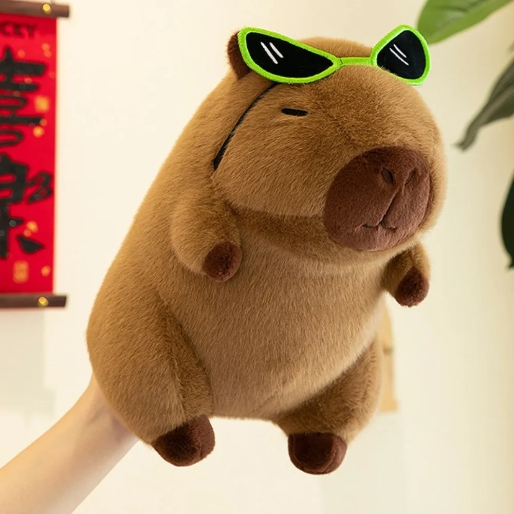 Nette Tragen Gläser Capybara Plüsch Puppe Cartoon Simulation Capybara Plüsch Spielzeug Weichen, Flauschigen Capybara Flauschige Puppe Weihnachten Spielzeug