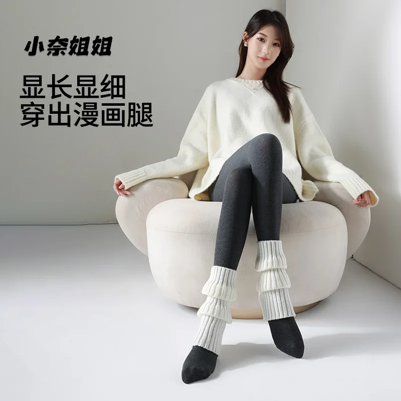 

Xiaonai Sister Base Stockings for Women, Autumn and Winter Gray Series, Gray Pantyhose, Black Slimming, Outer Wear, Fleece-Lined