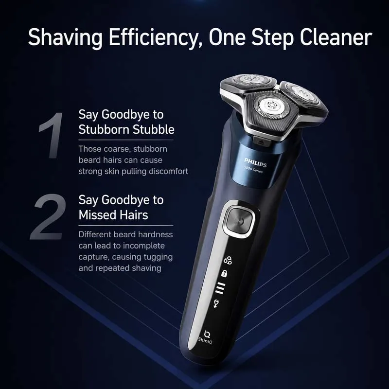 Philips S5835 Men's Electric Shaver Series 5000 Wet Dry Razor Skiniq 360 Flexible Heads Usb Rechargeable Beard Trimmer
