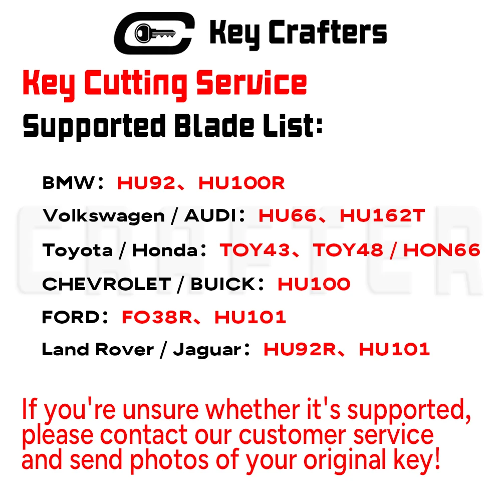 Key Crafters CNC Precision Car Emergency Key Blade Photo Scanning Recognition Key Cutting Service Multi-Blade Type Compatible