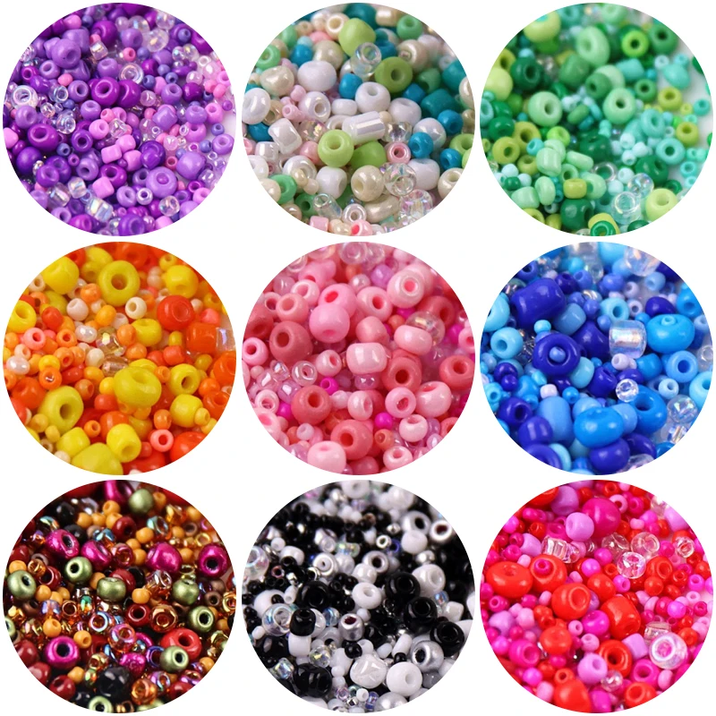 10g/bag Mix Size 1.5-4mm Opaque Glass Seed beads Mixed Solid Colors Spacer glass Rice Beads for Fashion DIY Handmade Bracelet