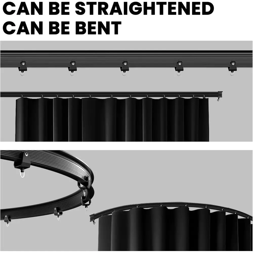 طقم ستائر للخصوصية مع مسار، 106 عريض × 106 طويل، أسود #3