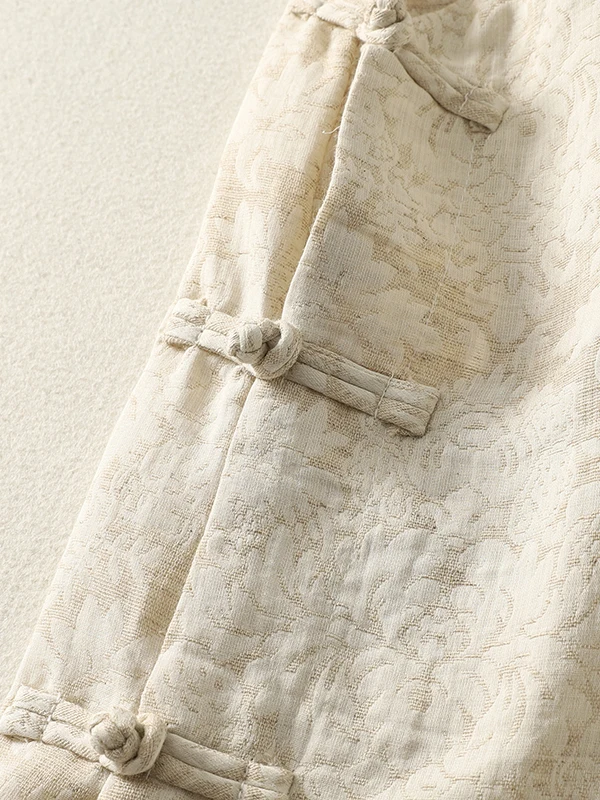 ربيع 2026 فضفاضة تناسب الصينية Sle المرأة القطن الكتان irt زر ضفيرة التطريز التقليدي عادية Ele الأعلى