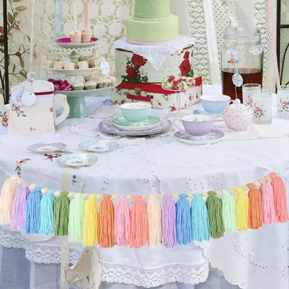 Rainbow Tassel Garland Room Decor Colorful Garland for Girls Bedroom Wall Nursery Party Kids Room Birthday Baby Shower Decor