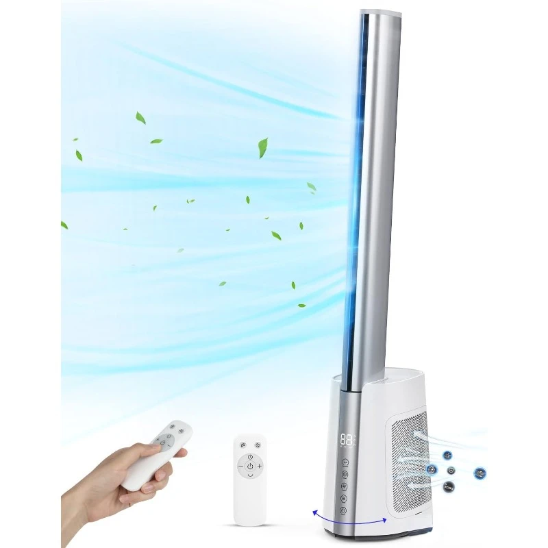 

40'' Bladeless Tower Fan for Home with Remote Control, Quiet 120° Oscillating Fan with 3 Modes 12 Wind Speeds,12H Timer