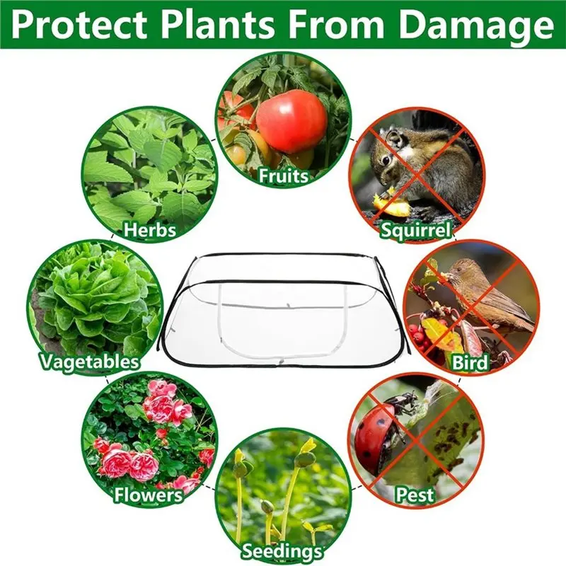 [Touchbuy】 -Up Garden Row Plant Covers(2 Pcs), Plant Protector With Net And Stakes For Raised Garden Beds