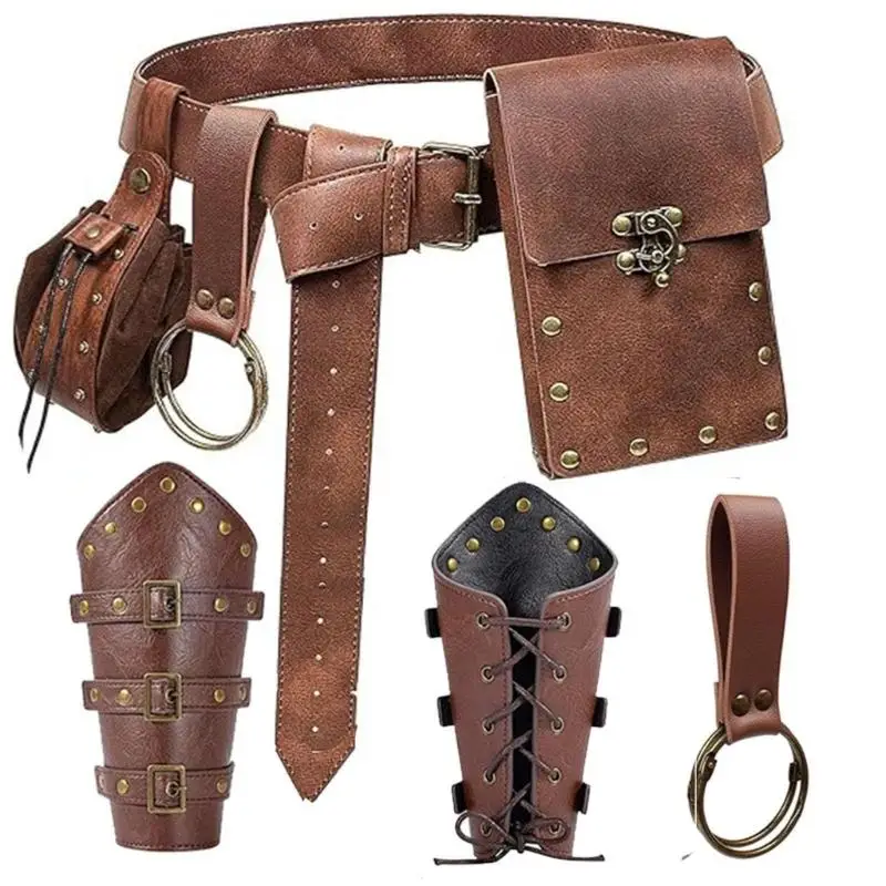 39BD Vintage 5Pcs Belt Bag Set For Smartphones Functional Waist