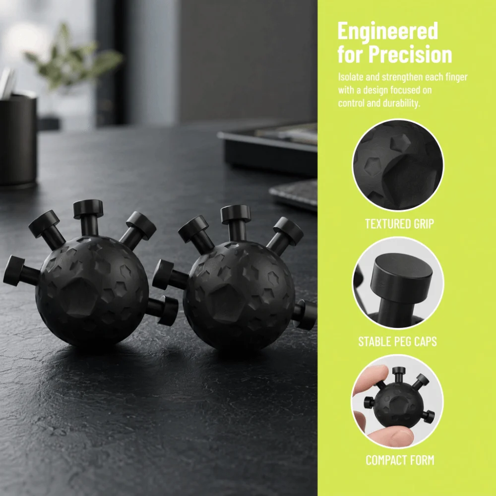 2PCS 5 Finger Design Finger Grip Strengthener Black Color Forearm Strength Finger Exerciser Muscle Building Gripper Tool