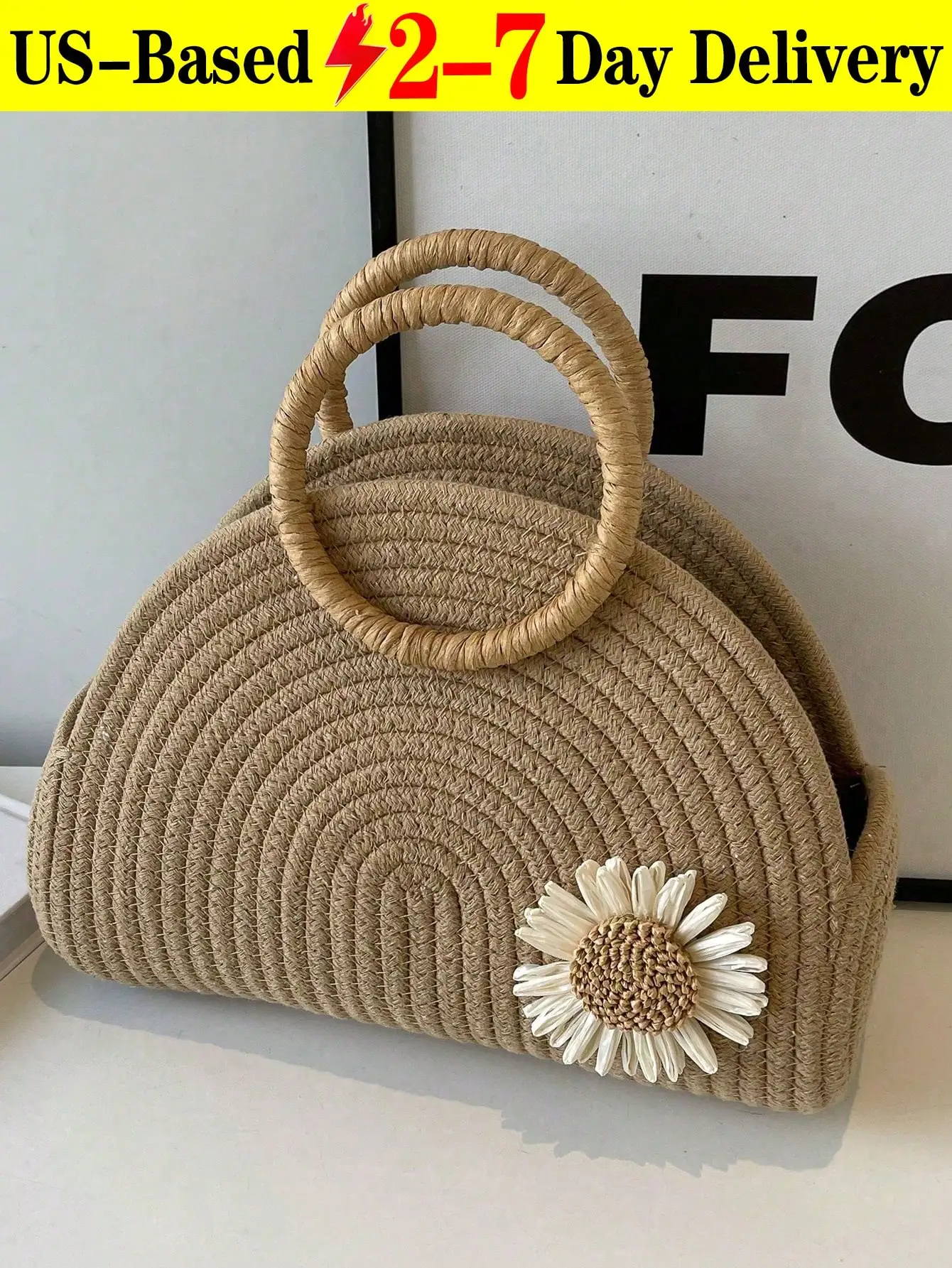 Bolso de mano semicircular de conchas tejido a mano estilo bohemio, bolso con asa trenzada estilo boho, bolso para invitadas de boda en la playa, esencial para vacaciones tropicales, bolso de playa semicircular de conchas, bolso tote de rafia tejido a mano con base a prueba de arena, bolsos y carteras para mujer, bolsos cruzados para mujer, bolsos.