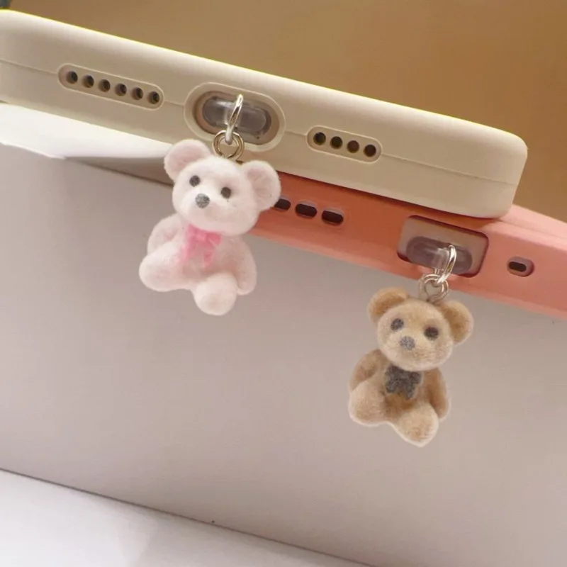 

Adorable Bear Dust Plug Type C Charge Port Stopper For iPhone Dust Protection Cap Pendant DIY Hanging Fashion Phone Accessories
