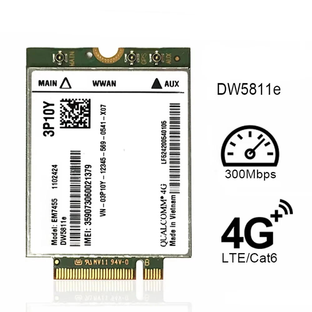 EM7455 DW5811e LTE Cat6 M.2 Module 4G WWAN Card ForE7270 E7470 E7370 E5570 7480 7490 7400 7280 7390 7370 Laptops