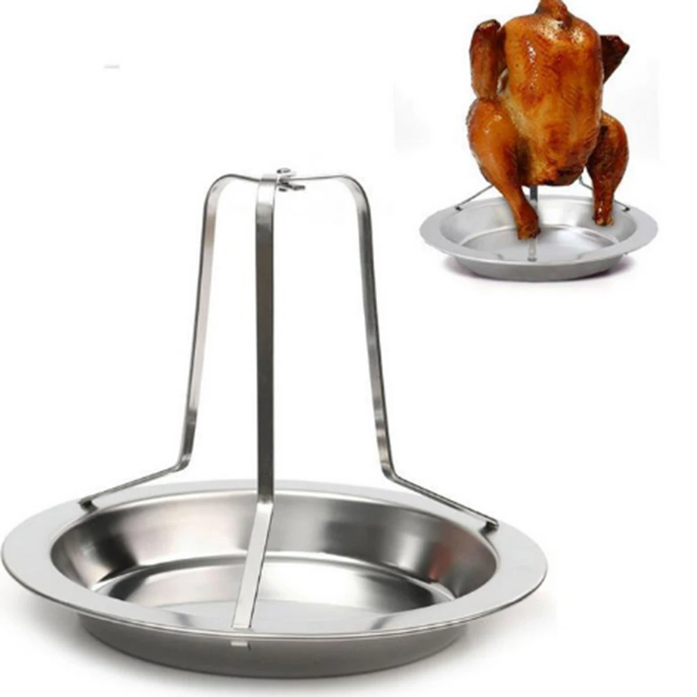 Roast Chicken Holder Stainless Steel Stand Turkey Duck Roaster Rack BBQ Picnic Grilled Pan Organizer Shelf For Kitchen Storage