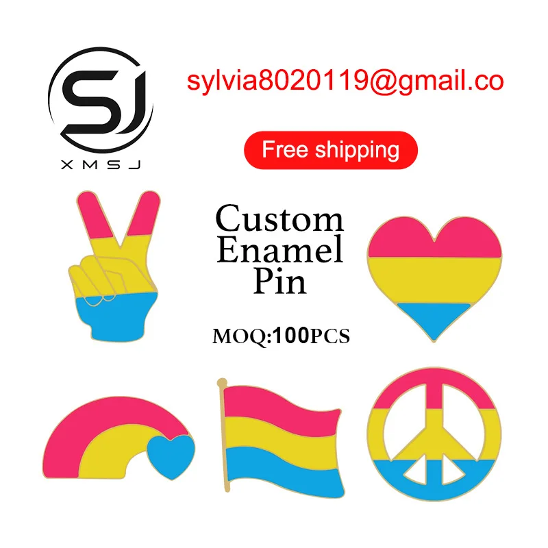 LGBT Art Rainbow Custom Enamel Pins Flag Love Heart Brooches Bag Shirt Lapel Pin Rainbow Clouds YES Gesture Badges Bulk Custom