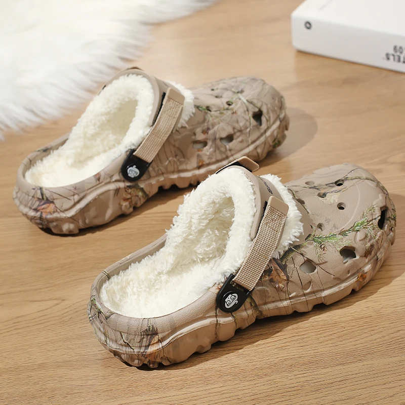 Neue Männer Winter Hausschuhe Indoor bequeme warme Hausschuhe Sommer abnehmbare Sandalen Männer lässig rutsch feste Plüsch Pelz Clogs für Männer