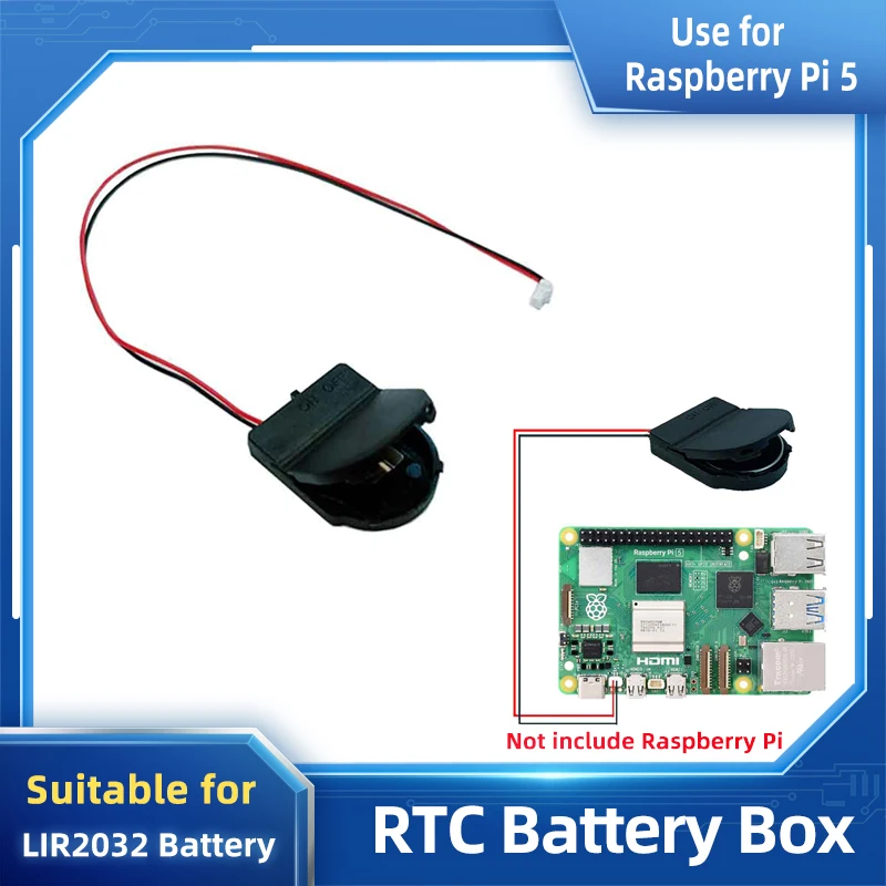 バッテリーボックス,時計サポート,rpi 5,pip 5,CR2032バッテリーは含まれていません