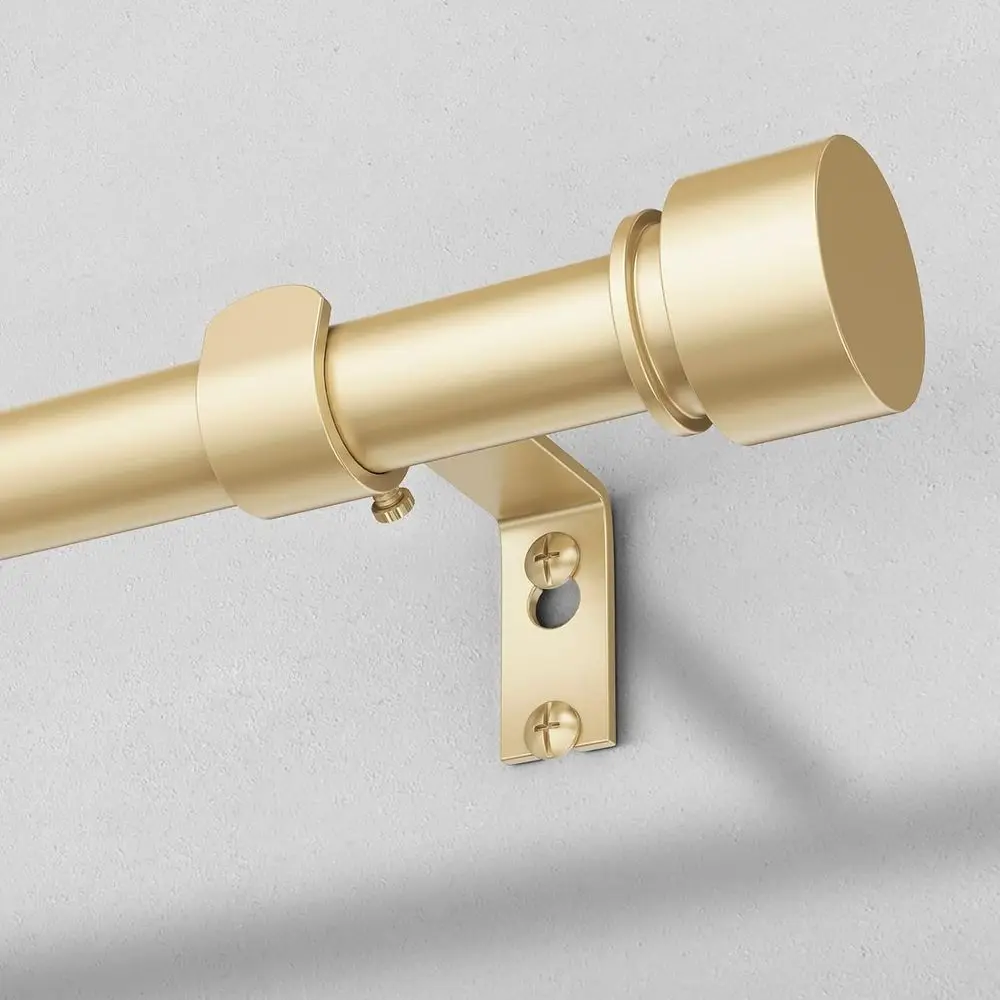 Gold Curtain Rods or Windows 48 to 84 Inch, 1 Diameter Adjustable Heavy Duty Window Curtain Pole with Matte Gold End Caps, Decor
