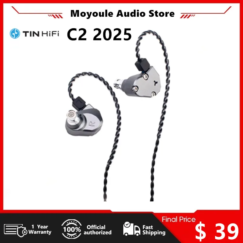 TINHIFI C2 2025 In Ear Monitor 10MM PU+LCP Drive HiFi Wired Earphone Detachable 2Pin HD Microphone 3.5mm/Type-C Cable Music IEM