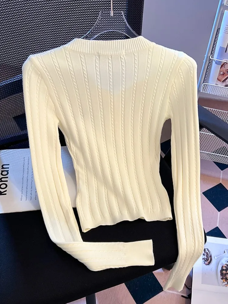 Pure Desire Spicy Girl f Open Knitted ort Pullover Damen Herbst Winter Inner Wear Slim Fit ort Sle Strickwaren