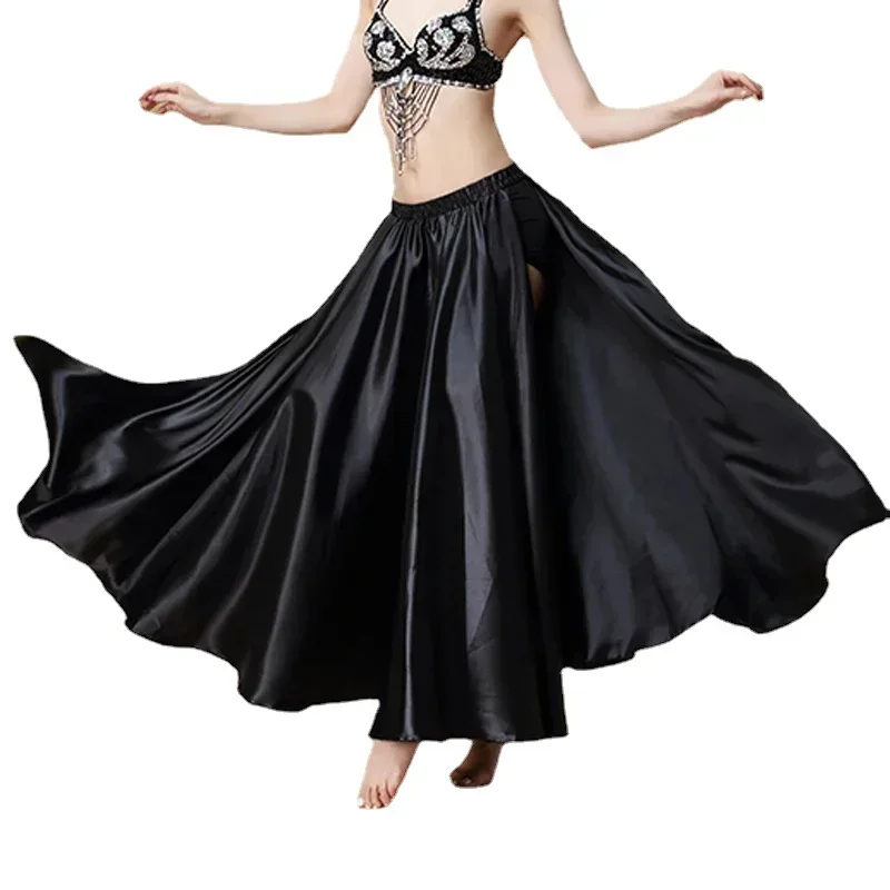 Women Sexy Belly Dance Costume Saint Skirt 2-sides Slits Skirt Oriental Belly Dance Skirt Performance Wear