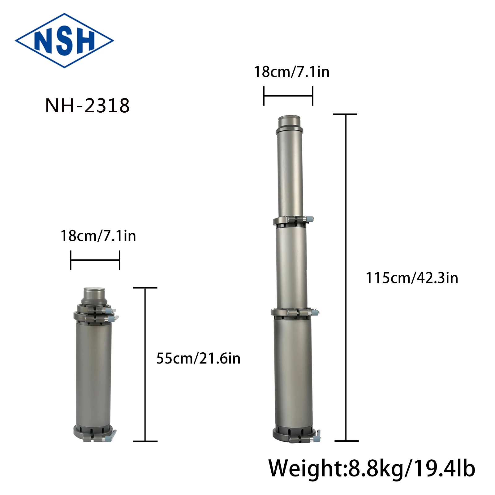 ملحقات الكاميرا لمعدات التصوير الفوتوغرافي NSH Telescoping Bazooka Euro Riser المستخدمة لضبط الارتفاع