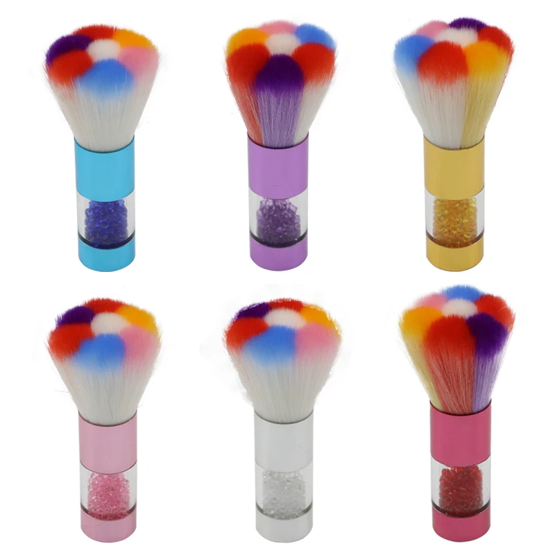 Rainbow Nail Art Dust Brush acrilico UV Gel Polish Powder Cleaning Tool Soft Glitter Powder Remover pennelli per trucco strumenti per Manicure