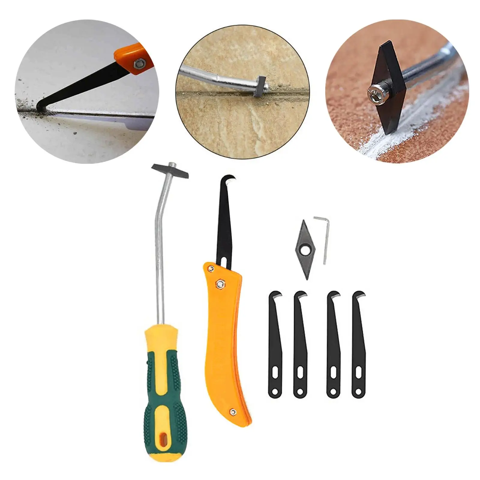 8x Kit di strumenti per calafataggio Gancio per strumento di riparazione per la pulizia delle piastrelle per giunti delle piastrelle