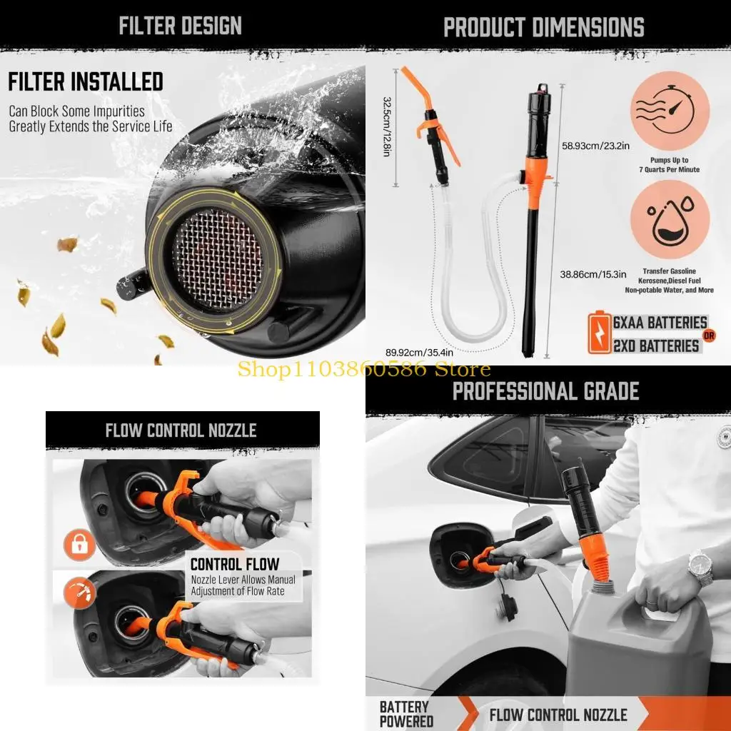 

242A Efficient Liquid Transfer with Battery Powered Pump & Flow Control Easy To Use Liquid Transfer Pump with Suction Hose