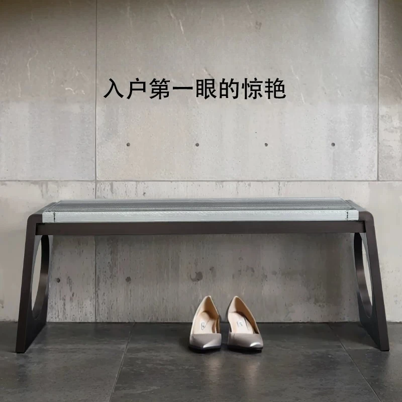 Light Luxury Transparent Crystal Bench Stainless Steel Glass Shoe Changing Stool Bedside Stool Tea Stool