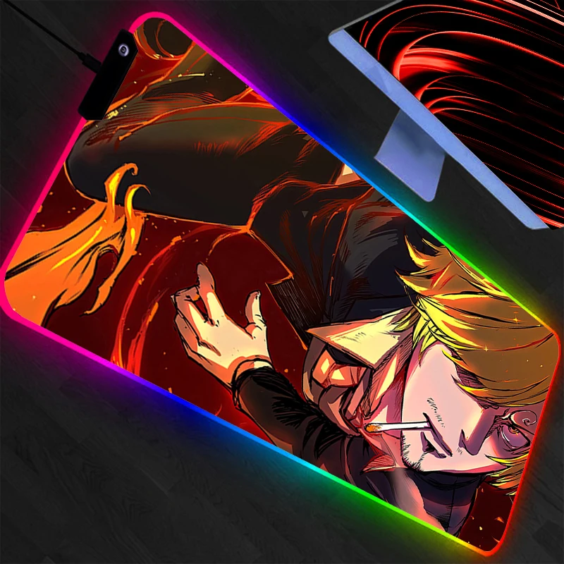 

One Piece RGB Large Mouse Pad Gamer Keyboard LED Mousepad Pc Computer Desk Mat Gaming Pad Backlight Mouse Mats For LOL