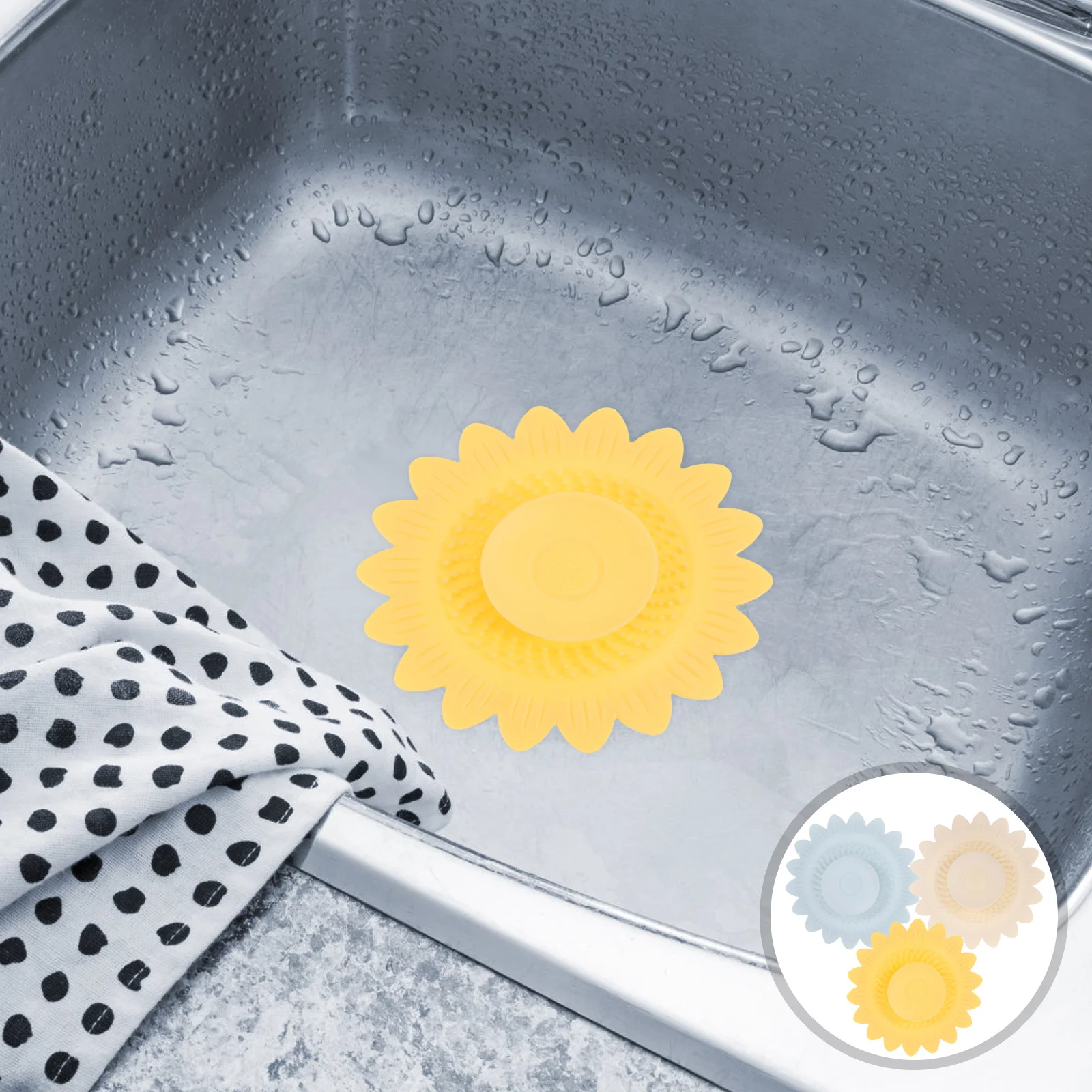 

3pcs Silicone Hair Stopper Sunflower Shape Bathtub Cover Clog Resistant Drain Filter Bathroom Sink Shower Hair Catcher Floor