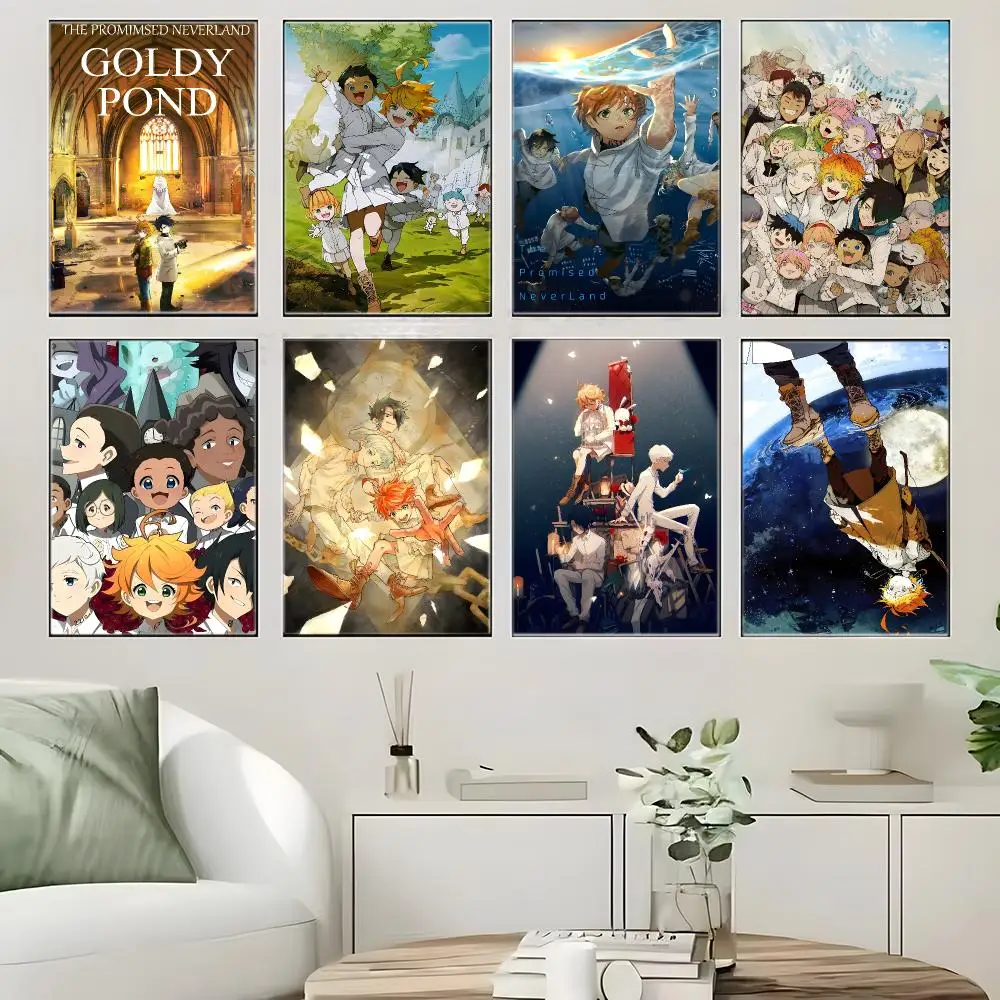Dark Fantasy Anime T-The Promised Neverland Poster  Self-adhesive Art Waterproof Paper Sticker Coffee House Bar Room Wall Decor