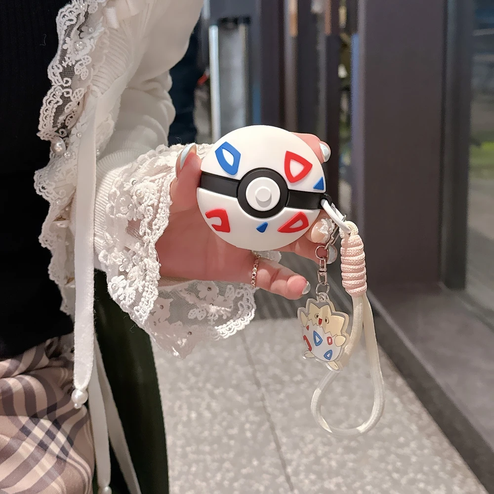 3D Pocket Monsters Pokemon Togepi Poké Ball Earphone Case For Airpods 4 2 3 Pro 3 2 Wireless Bluetooth Headset Protective Cover