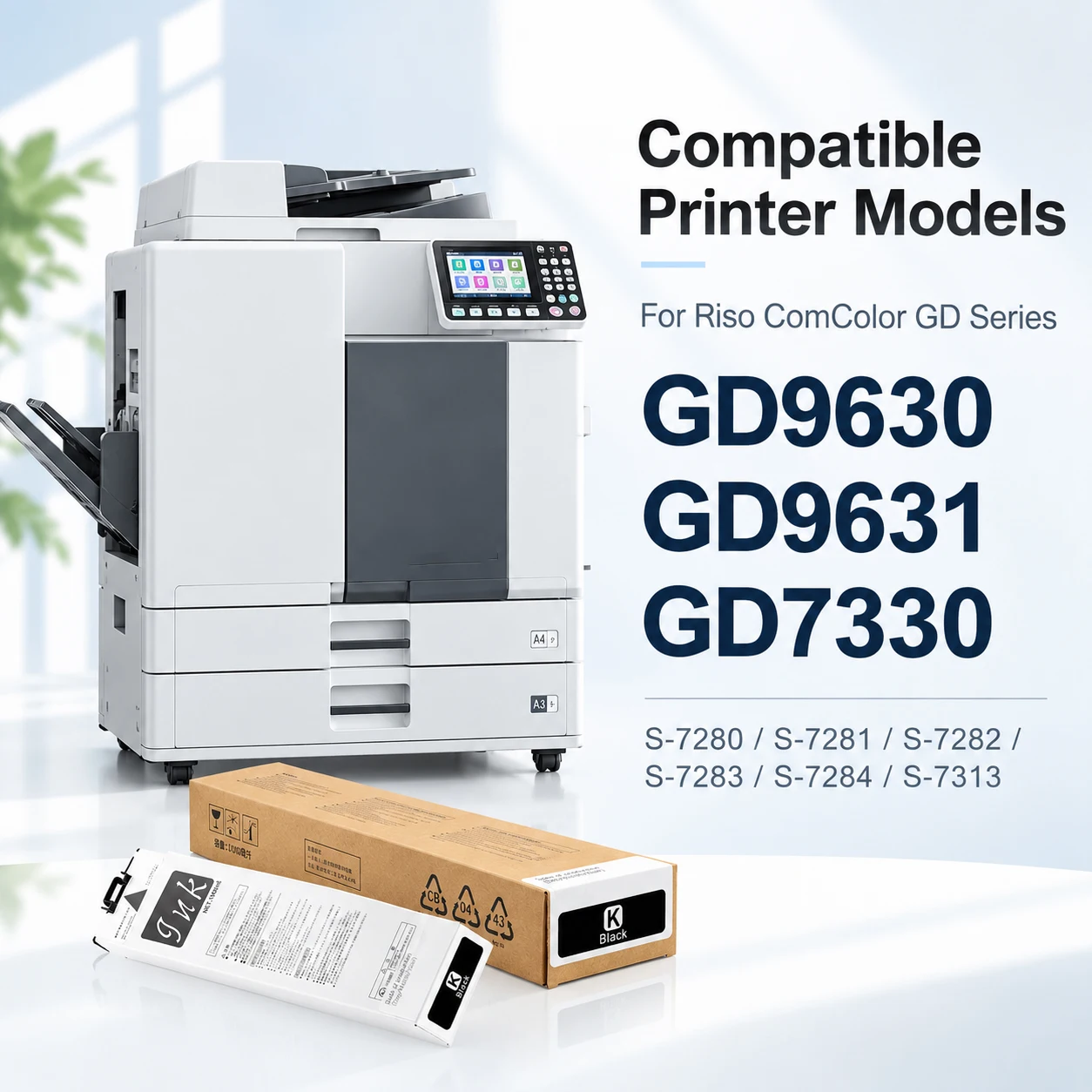 S-7280 7281 7283 7284 7313 Compatible Ink Cartridge For Riso Comcolor GD9630 GD9631 GD7330 Printer Compatible Ink Pack 1000ml