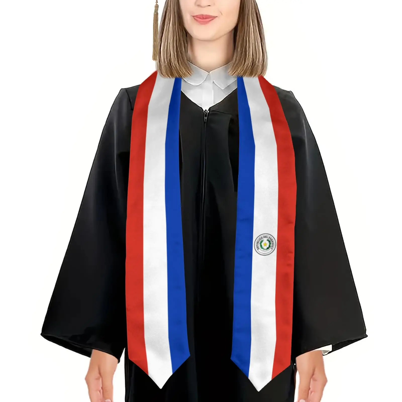 

2025 Paraguay Flag Graduation Stole Shawl Sash Honor For Study Aboard International Students