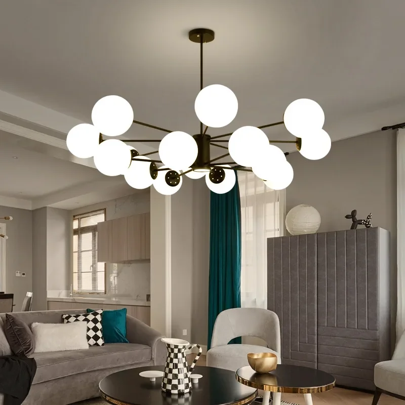 Modern simple living room lamps dining room bedroom creative magic bean ball molecular wrought iron lamp