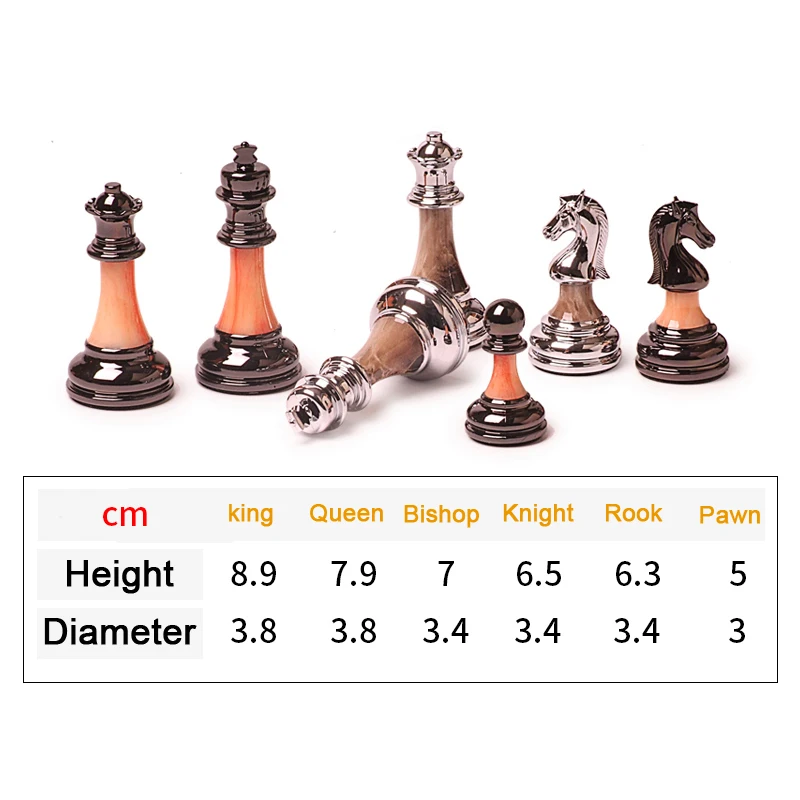 Luxuriöses großes Schachspiel, internationales Reise-Schach-Tischbrettspiel, zusammenklappbares Schachbrett aus Holz, gewichtete Schachfiguren aus ABS