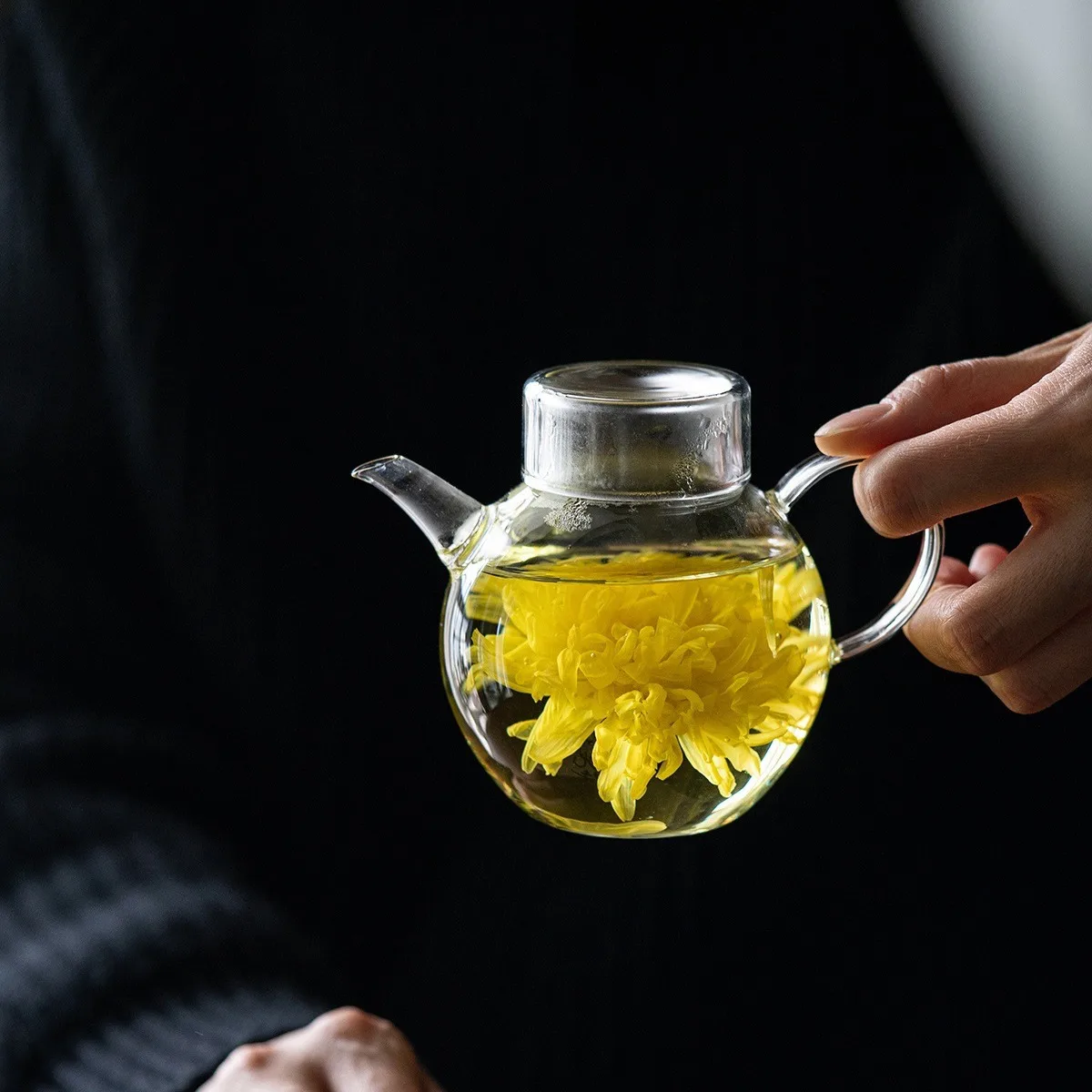 200ML Transparent Glass Teapot High Temperature Resistant High Borosilicate Glass Teapot Living Room Decoration Glass Teapot