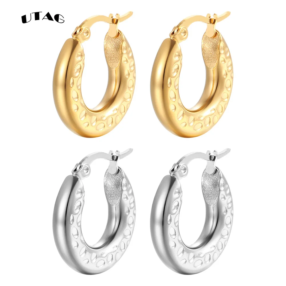 

UTAG Fashion 2022 Round Circle Geometric Hoop Earrings for Women Vintage Gold Color Wedding Party Statement Earrings Jewelry