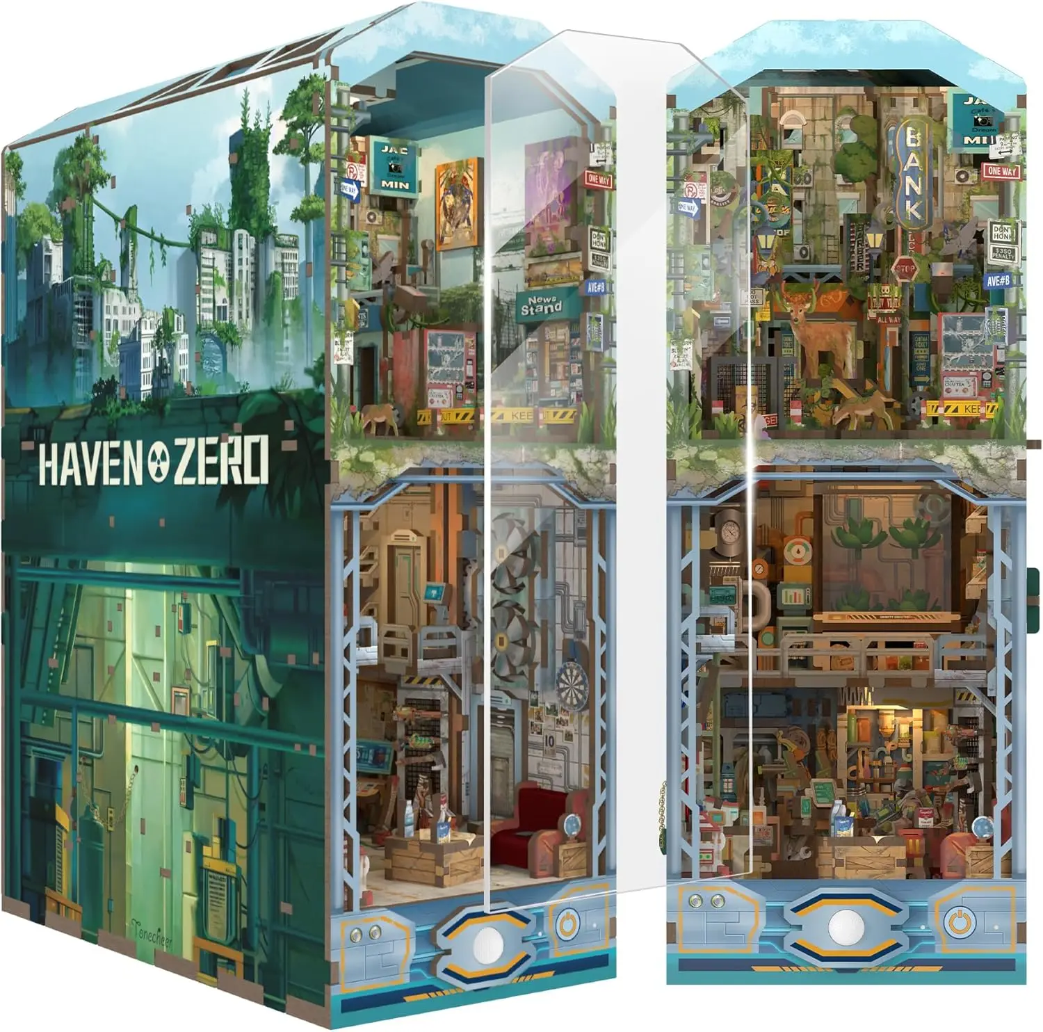 DIY Book Nook Kit for Adults, Wooden 3D Puzzle Bookend Diorama Bookshelf Insert Decor Fancy Books, Booknook Miniature House Kit