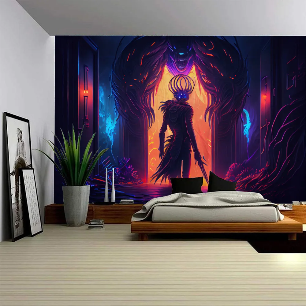 

Anime scene tapestry psychedelic cartoon horror art wall hanging home party hippie room decoration background cloth poster