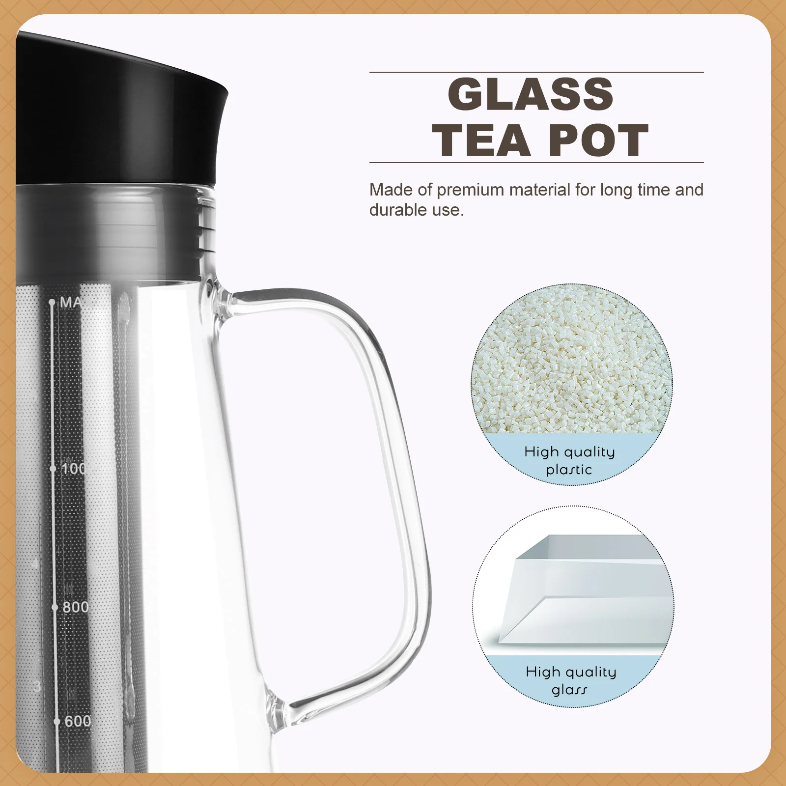 

1Pcs Glass Coffee Kettle Heat-Resistant Large Capacity Cold Brew Pot Eco-Friendly Multifunctional Filter