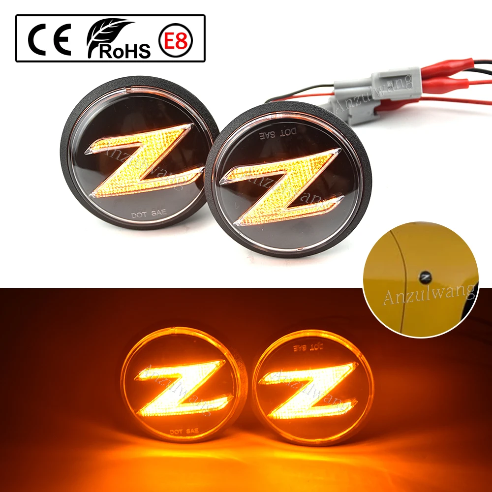

2Pcs Amber Side Marker Lights Turn Signal Sequential Blinker Lamps For Nissan 370Z/Z34 2009-2020 261651EK0A