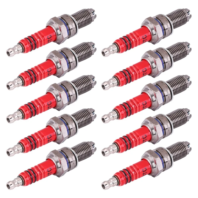 10 Pcs 3-Electrode Spark Plug D8TC For 125Cc 150Cc 200Cc 250Cc Motorcycle Scooter ATV Quads